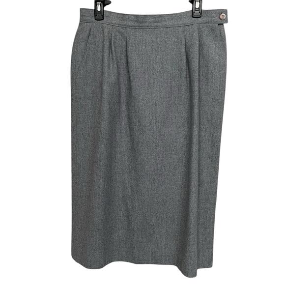 PENDLETON Vintage Gray 100% Virgin Wool Back Slit Pleated Skirt Women’s Size 14 - Picture 1 of 8